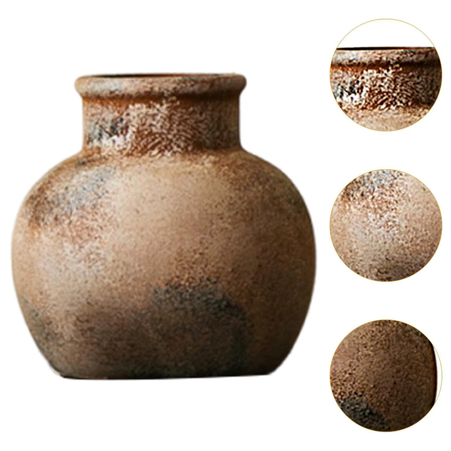 Rustikale Keramikvase Kesoto in Schwarz für Tischdekoration und Büro, Höhe: 15,0 cm, Durchmesser: 12,7 cm - Bild 5