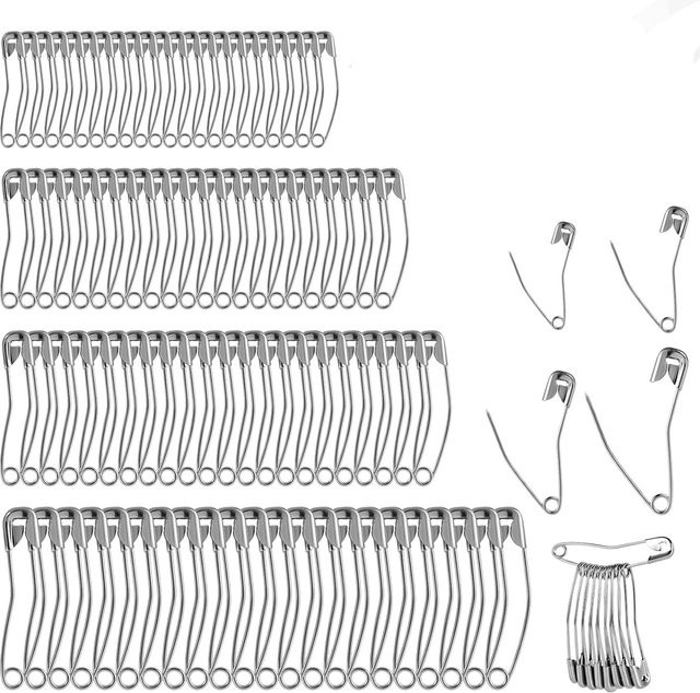 30 Stück gebogene Sicherheitsnadeln aus Metall von JAY HOME in Silber zum Quilten und Nähen - Bild 1