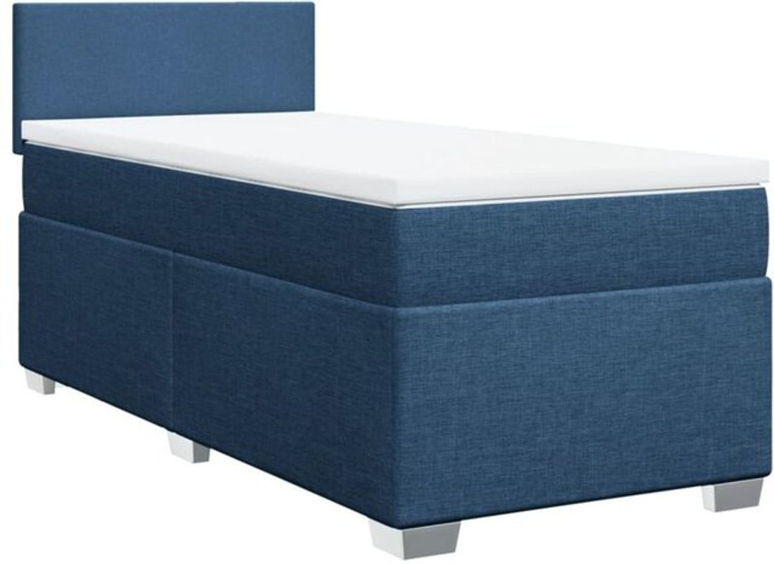 Vidaxl Boxspringbett mit Matratze in Blau und Weiß aus Stoff, B/T/H: 80 x 200 cm - Bild 1