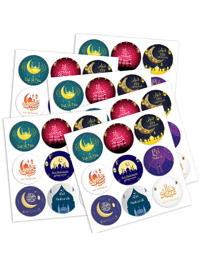 10 Blatt Ramadan Mubarak Aufkleber mit Mond- und Burgmuster für DIY-Dekorationen und Partyzubehör - Bild 4