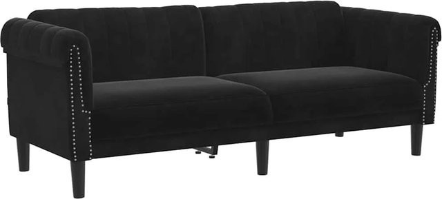 vidaXL 3-Sitzer Sofa in Schwarz aus Samt mit Massivholzrahmen und Armlehnen, Breite: 203 cm, Tiefe: 77 cm, Höhe: 74 cm - Bild 1