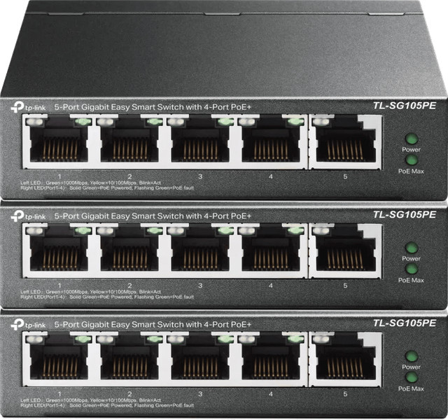 TP-Link TL-SG105PE Ethernet LAN Switch 3er-Pack in Schwarz - Bild 1