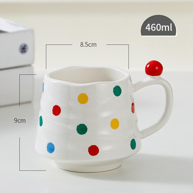 Kreative Keramiktasse mit bunten Tupfen von Yiran toy 1, Farbe: Weiß, Volumen: 450 ml - Bild 1