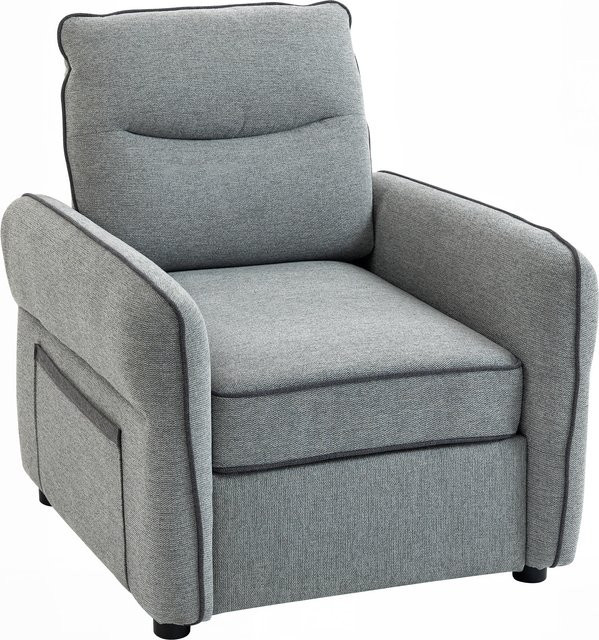 HOMCOM 1-Sitzer-Sofa aus ägyptischem Samt in Grau mit Seitentasche und gepolsterter Sitzfläche für Wohnzimmer oder Schlafzimmer, Breite: 80 cm - Bild 1