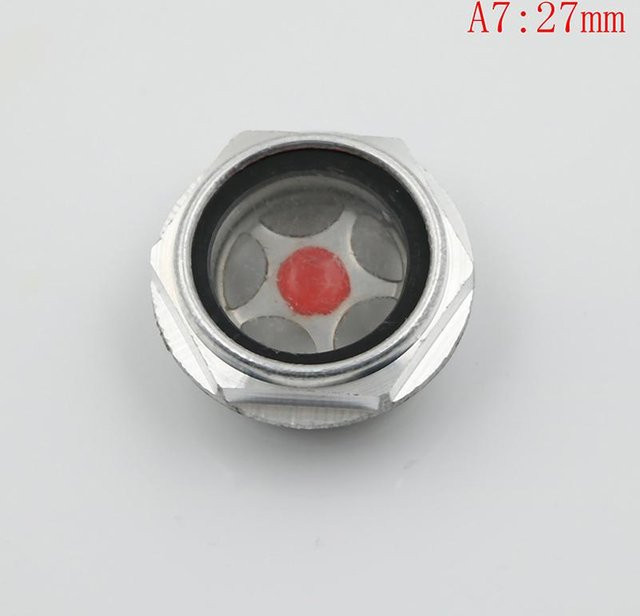 Fairy Expounds Ölstandschauglas für Luftkompressoren aus Metall mit Glas, Farbe: Silber, Außengewinde: 16 mm - 48 mm, Durchmesser: 27 mm - Bild 1