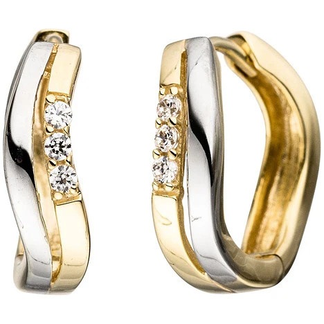 Colfem Creolen 333 Gelbgold, bicolor, Zirkonia - Bild 1