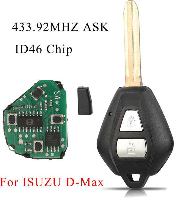 Jingyuqin Smart Remote Ersatzschlüssel mit 2 Tasten und 433,92 MHz für Isuzu D-Max und Holden Colorado in Schwarz - Bild 1