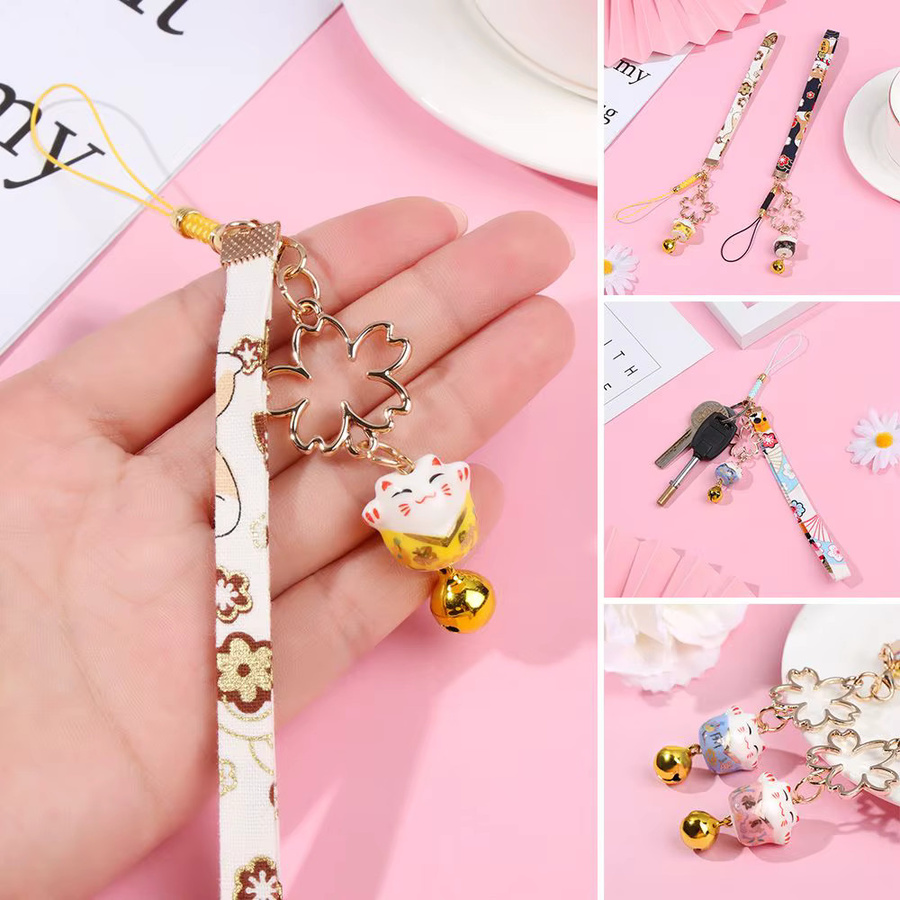 Anhänger Japanische glückliche Katze Glocke Sakura, Unisex - Bild 1
