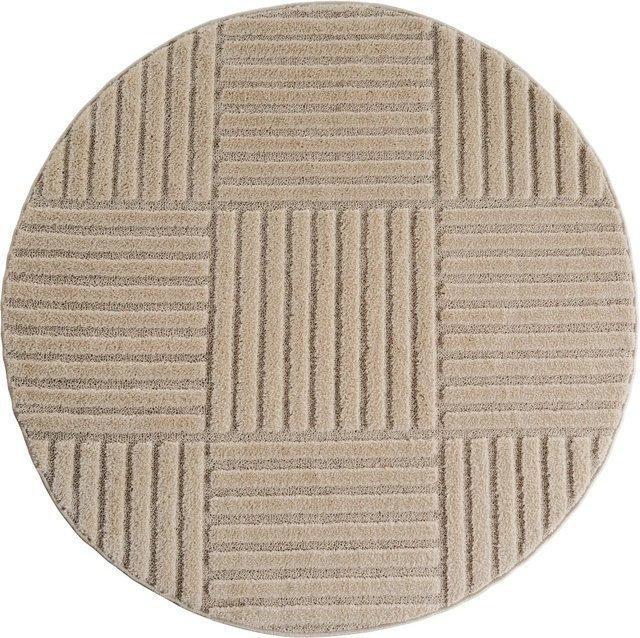 Ayyildiz Kurzflorteppich im Boho-Design, Beige, Rund, Durchmesser: 120 cm - Bild 1