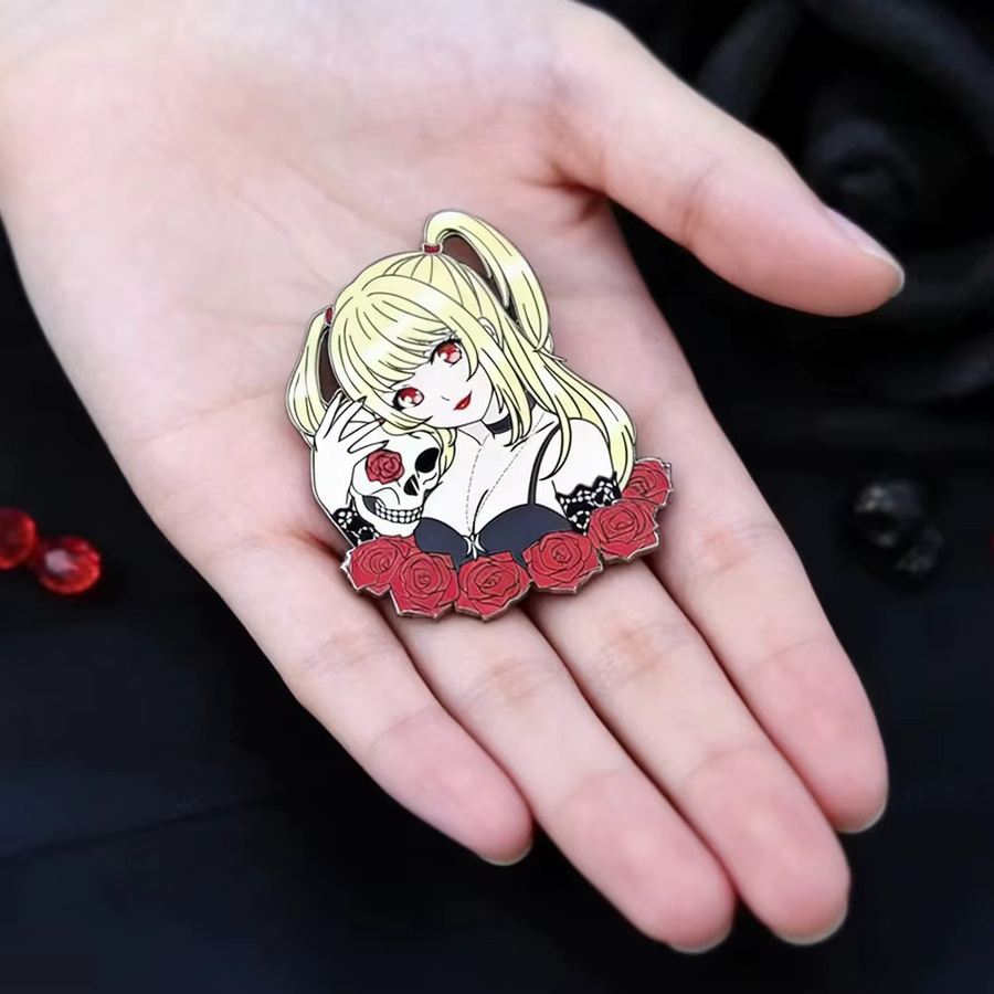 YUMEI Anstecknadel Emaille, Totenkopf-Rosen-Brosche, Bunt - Bild 4