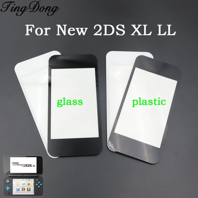 TingDong LCD-Bildschirmglas Set für New 2DS XL/LL in Schwarz-Weiß inklusive Vorderer Bildschirmschutz und Oberer sowie Unterer Bildschirmfolie - Bild 1