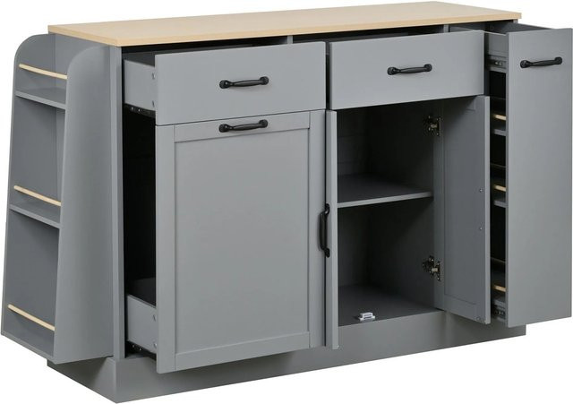 okwish Sideboard mit Schubladen und Abfallfach in Grau, B/T/H: 133 x 40 x 86 cm - Bild 1