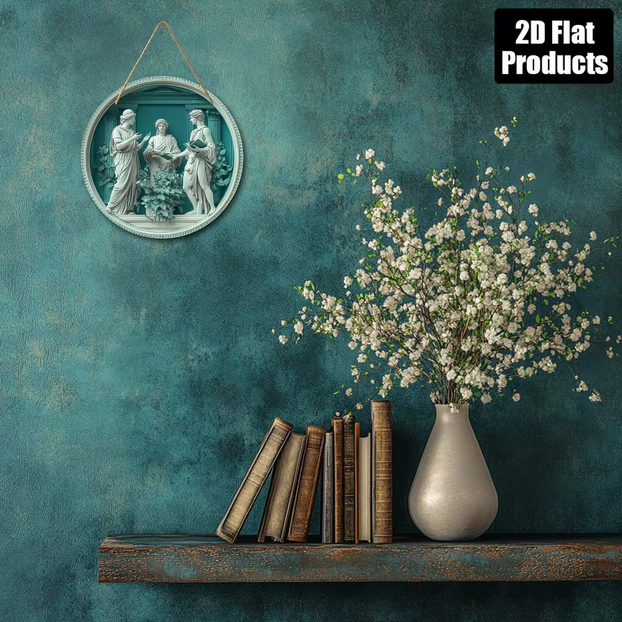 Rundes Metallschild HELLOYOUNG mit Griechischem Gelehrten-Motiv als Wanddekoration, Durchmesser: 20,32 cm - Bild 4