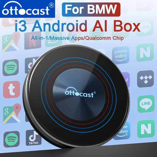 OTTOCAST OttoAiBox i3 Wireless CarPlay Android 13 AI Box mit Snapdragon 6125 und Netflix für BMW ID6 ID7 ID8 ID9 in Schwarz - Bild 1