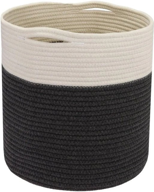 HMF Aufbewahrungskorb Kallax mit versteckten Griffen, rund, Weiß-Grau, B/T: 31 x 31 cm - Bild 1