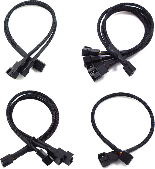 Ashiboogoole 4-poliges PWM-Lüfter-Verlängerungskabel Splitter, schwarz, Länge: 27 cm - Bild 1