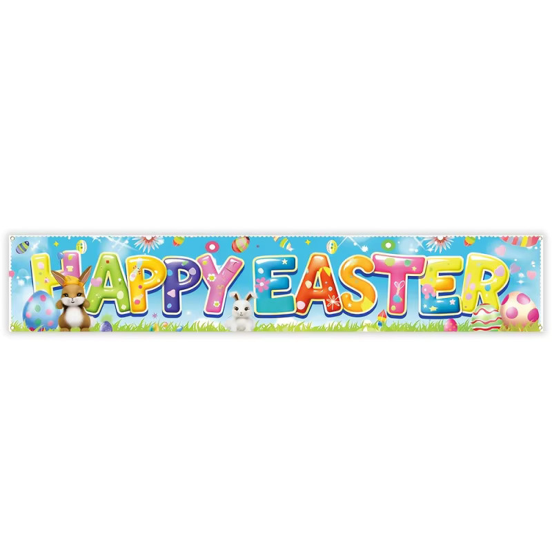 VIKAMA Oster-Außenbanner Happy Easter mit floralem Blumendruck als festliche Gartendekoration, Mehrfarbig, B: 40 cm, H: 180 cm - Bild 3