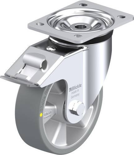 Blickle Lenkrolle LK-ALTH 160K-FI-AS mit Feststeller in Grau und Silber, Rad-Durchmesser: 160 mm, Tragfähigkeit: 600 kg - Bild 1