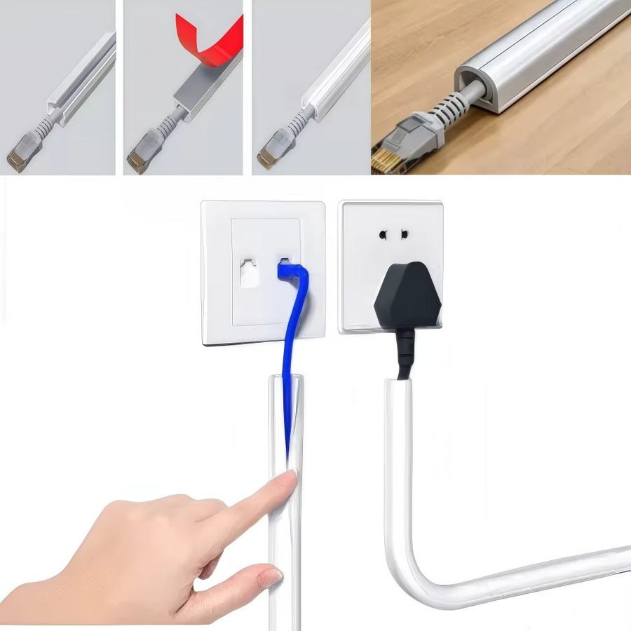 Selbstklebende PVC-Kabelmanagement-Röhre in Weiß für Schreibtisch, Wand und Boden - Bild 5