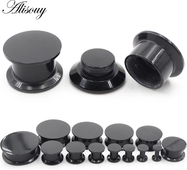 Alisouy Ohr Tunnel Plugs Expander, Acryl, Schwarz, Unisex, 3-24mm - Bild 1