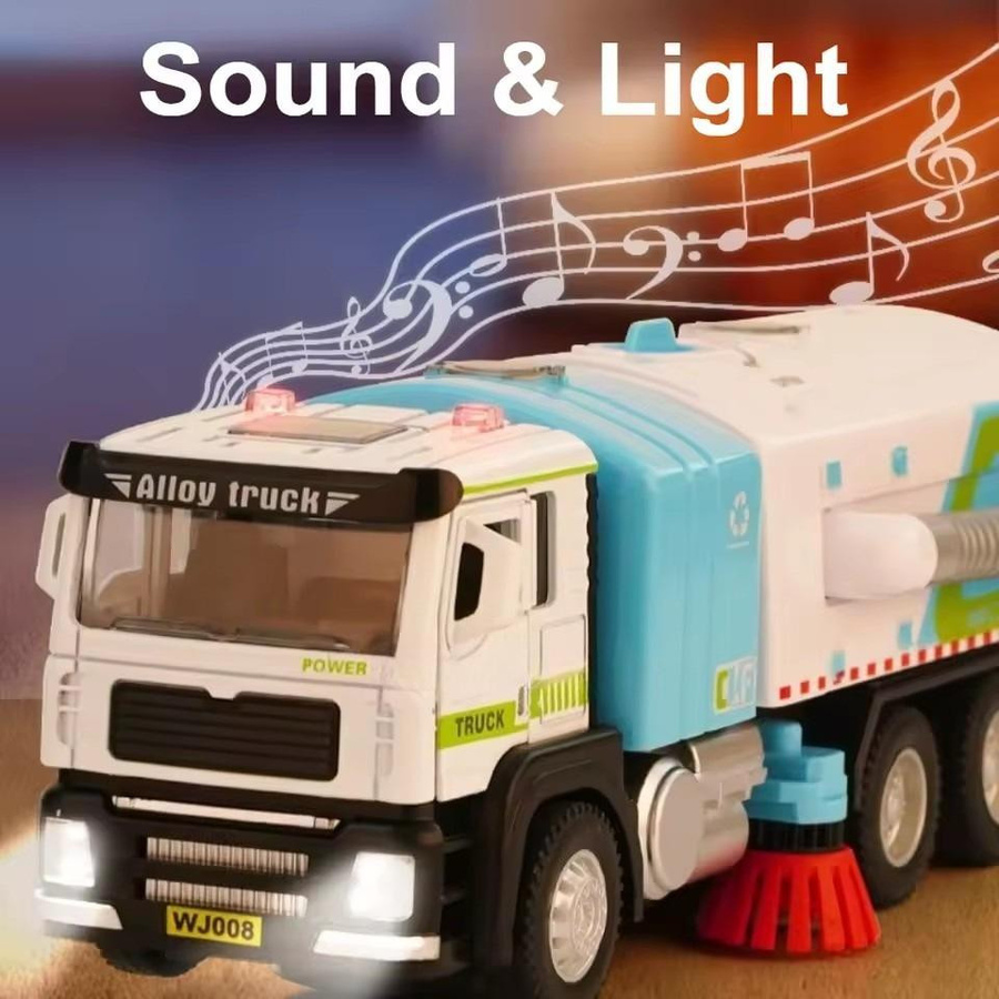 Elektrischer Staubsauger Kehrmaschine Müllwagen, Modell Spielzeug, 1:50, mit Licht und Ton, grün - Bild 2