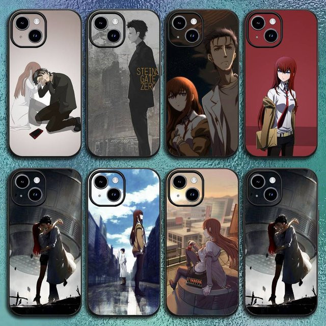 Steins Gate Okabe Rintarou Makise Kurisu Handyhülle für iPhone 12 13 14 15 16 Pro Max Plus in Schwarz und Multicolour als klassische Softshell-Hülle - Bild 1