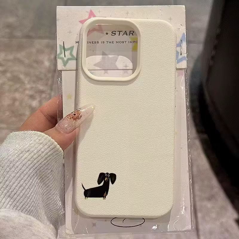 Weiche Handyhülle mit Dackel-Muster für Apple iPhone (verschiedene Modelle), Farbe: Weiß - Bild 2