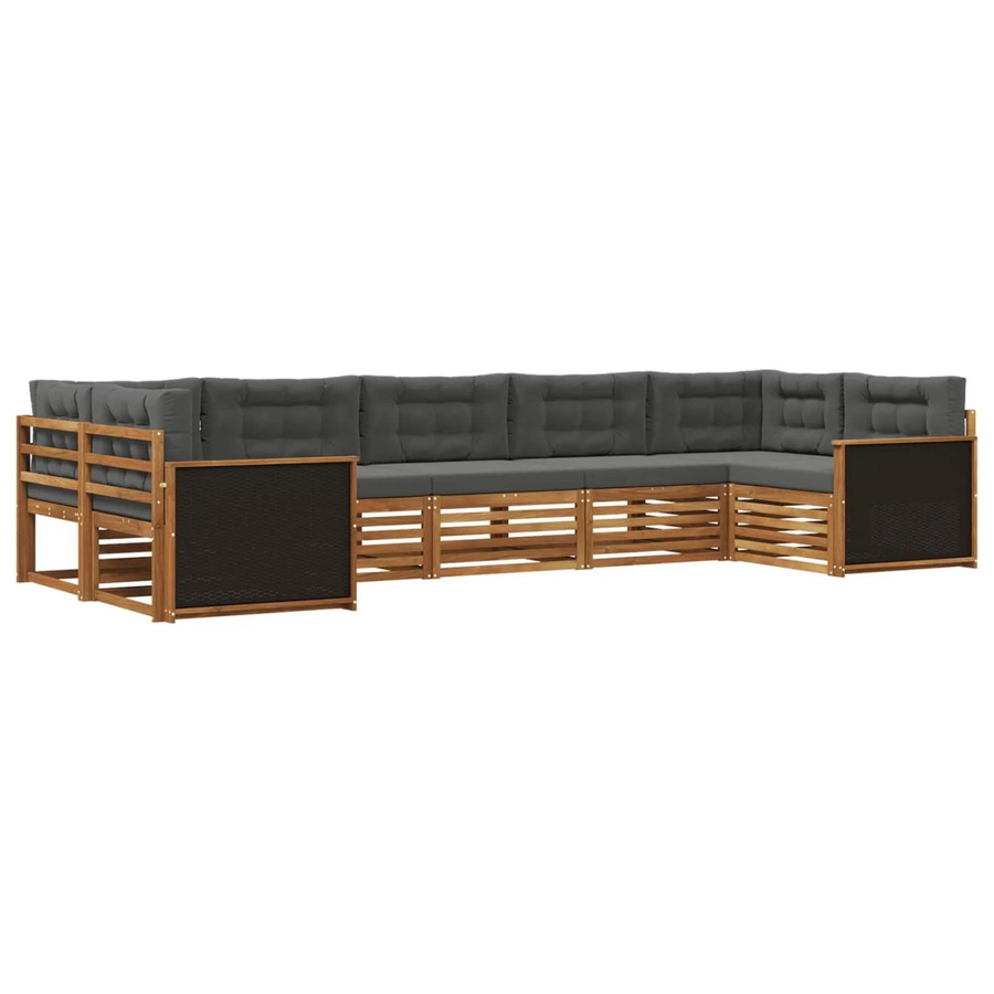 vidaXL Outdoor-Sofagarnitur aus Akazienholz in L-Form mit Kissen, Farbe Natur und Anthrazit - Bild 2