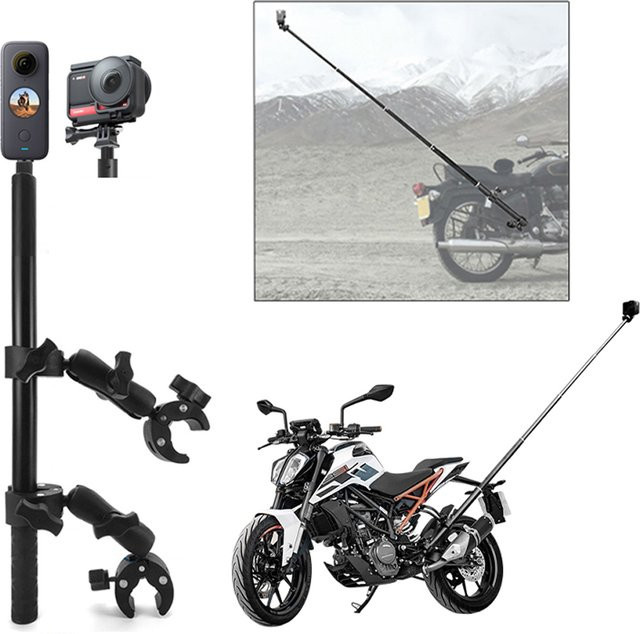 HONGDAK Motorrad Panorama Selfie Stick Lenker Halterung für Insta360 One X2 X3 und GoPro Max Hero 11 in Schwarz - Bild 1