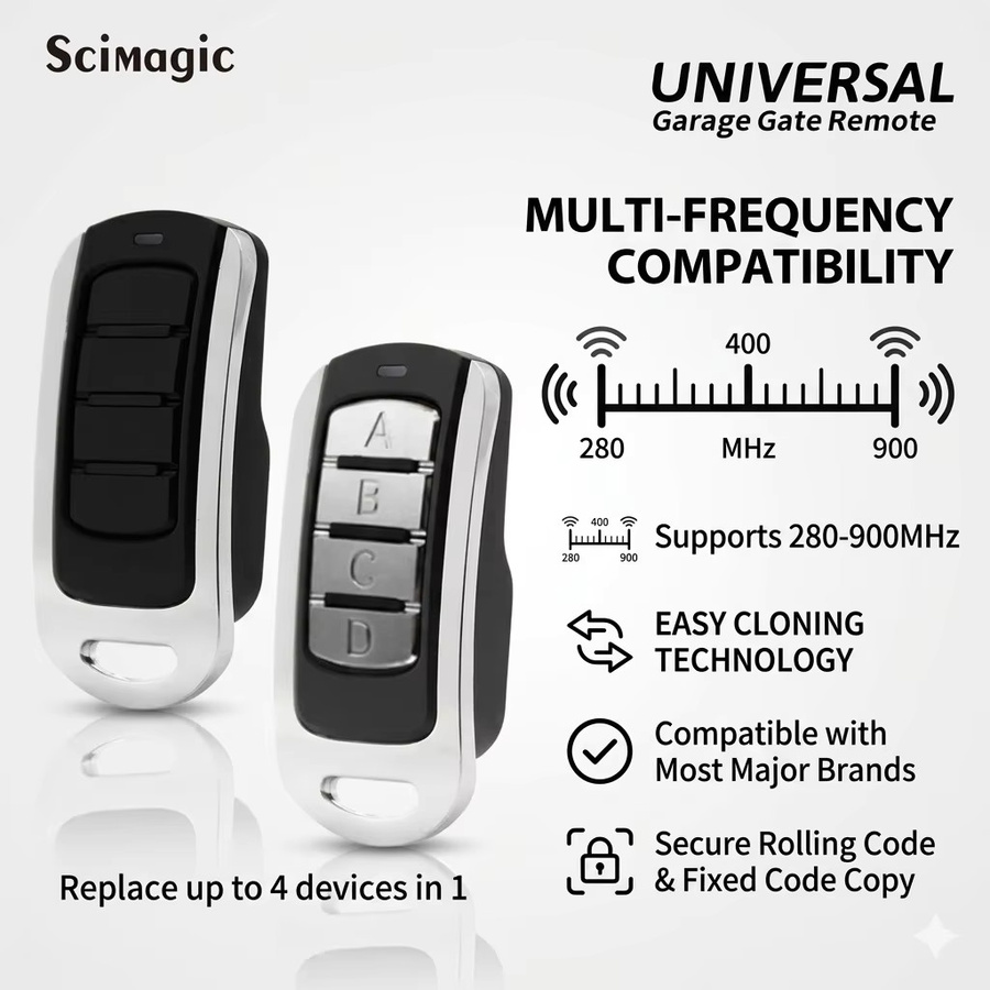 Universeller Garagentor-Fernbedienungs-Replikator Scimagic-RC mit mehreren Frequenzen 280–868 MHz und 433,92 MHz, fester und Rolling-Code-Klon in Schwarz und Grau - Bild 5