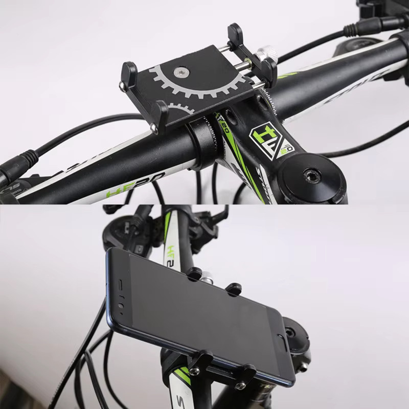 VIKEFON Fahrrad-Handyhalterung aus Aluminium-Legierung in Silber, 360 Grad drehbare Lenkerhalterung mit verstellbarer Knopfverriegelung, universell für Fahrräder, Motorräder und Roller - Bild 2