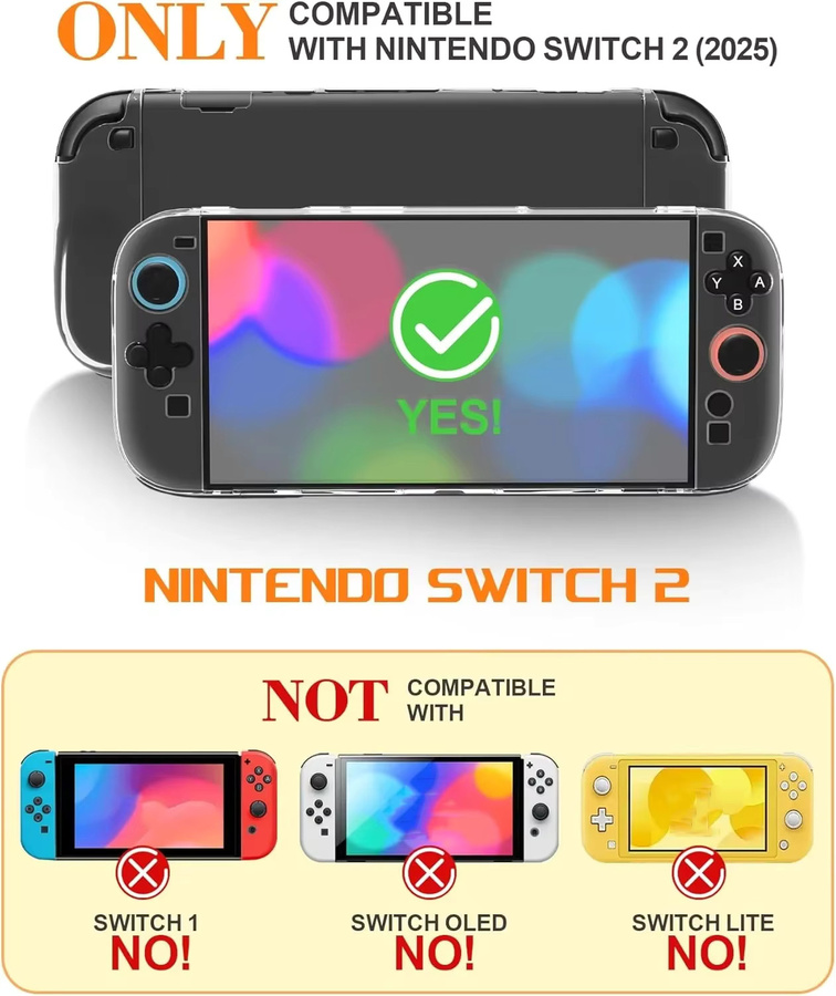 Transparente Schutzhülle aus TPU und PC für deine Nintendo Switch 2 Konsole, stoßfeste Schutzabdeckung und Zubehör - Bild 2