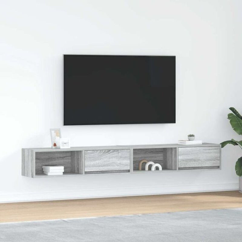 Vidaxl TV-Schrank Set aus Holzwerkstoff in Grau Sonoma, 2 Stück, B/T/H: 100 x 31 x 25,5 cm - Bild 1