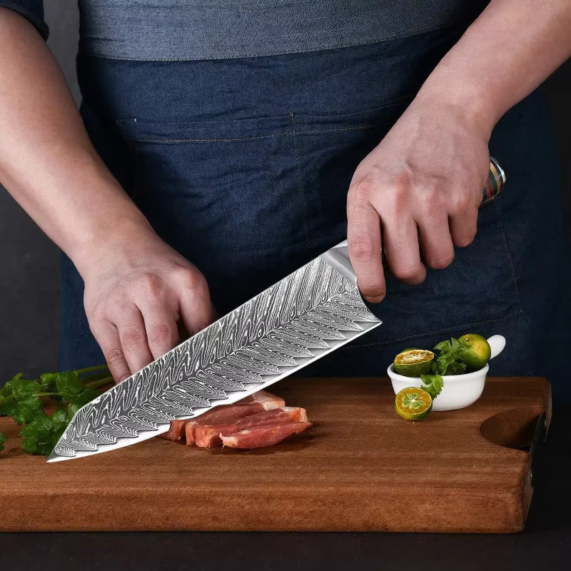 InLeung Damastmesser Cleaver mit Holzgriff - Bild 4