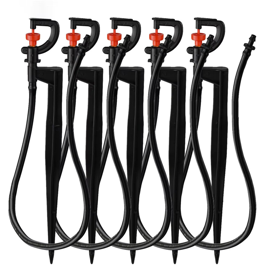 KESLA 5er Set Rotierende Mikrobewässerungs-Sprinkler in Schwarz mit 20 cm Pfahl und 1/4 Zoll Widerhakenanschluss für Gewächshaus und Rasen - Bild 5