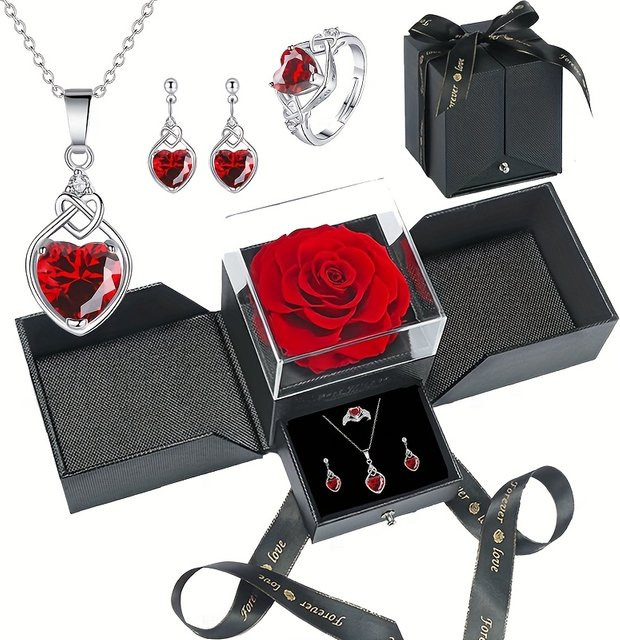 Ohrringe, Ringe, Halsketten, Legierung, Silber, Herz, Unisex - Bild 1