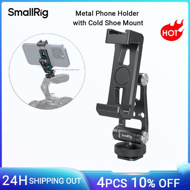 SmallRig Metall-Telefonunterstützung mit Kaltschuhhalterung in Schwarz für DJI RS 3, RS 3 Pro, RS 3 Mini, RS 4 Pro und RS 4 W - Bild 1