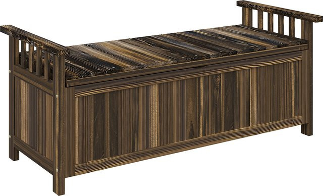 Outsunny 2-Sitzer Gartenbank aus Holz mit Stauraum und Armlehnen, wetterfest, B/T/H: 128,5 x 56 x 53,5 cm - Bild 1