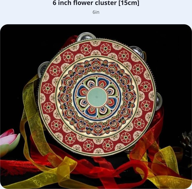 Binchi Bandtanz-Tamburin mit langen Bändern, Traditionelles Design - Bild 1