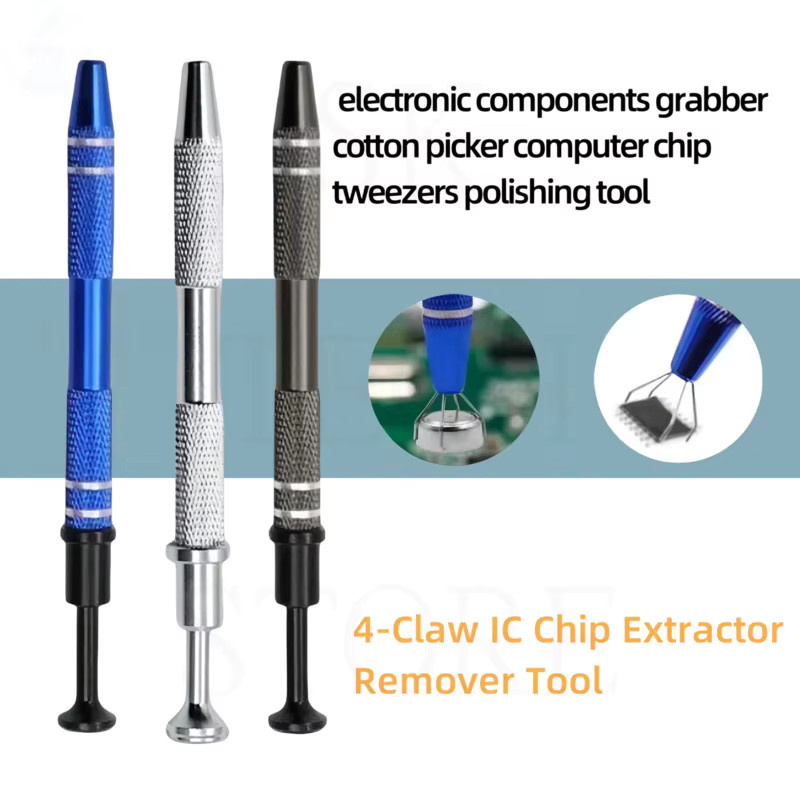 3er-Pack Präzisions-IC-Chip-Extraktor mit 4 Krallen in Gold und rutschfestem Griff für Kleinteile - Bild 2