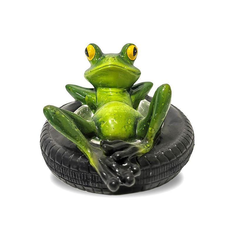 Niedliche schwimmende Froschstatuen aus Harz in Grün für die Gartendekoration im Teich - Bild 4