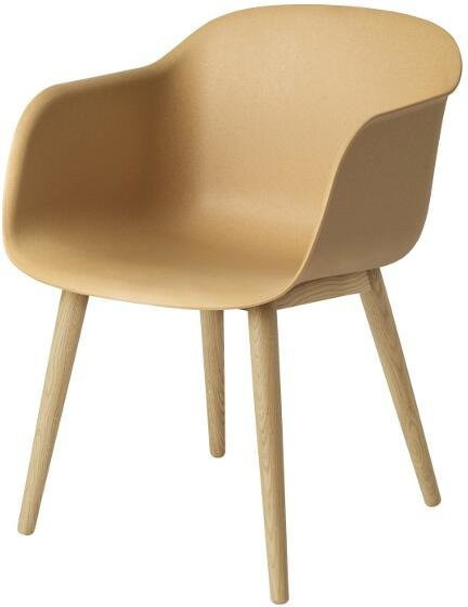 Muuto Fiber Armlehnstuhl mit Holzgestell in Beige - Bild 1