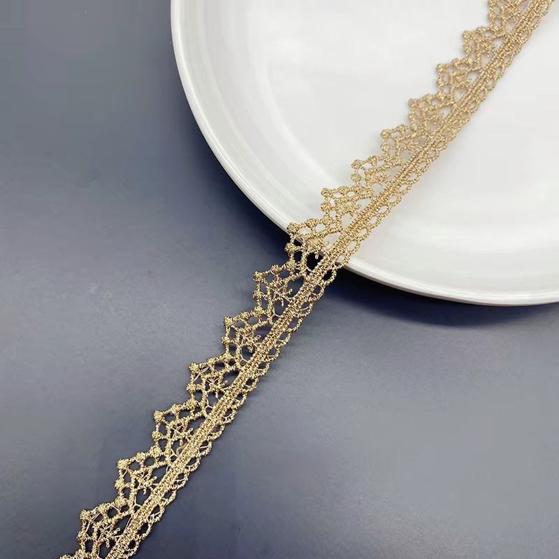 19 Yards Spitzenbesatz Stickerei in Gold und Silber, 14 mm Band für Hochzeitskleider und DIY-Handwerk - Bild 2