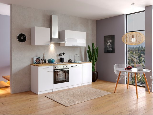 Respekta Küchenzeile KB220WW in Weiß mit Soft-Close-Funktion, Breite: 220 cm - Bild 1