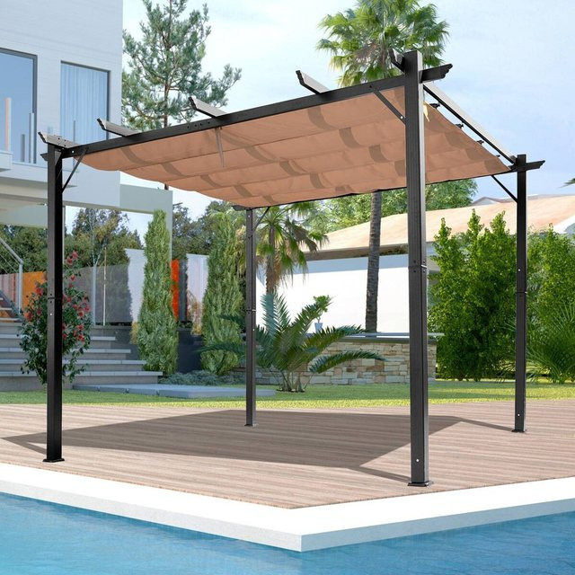 Outsunny Pergola aus Aluminium mit verstellbarem Stoffdach in Grau oder Braun, B/T/H: 400 x 300 x 223 cm - Bild 2