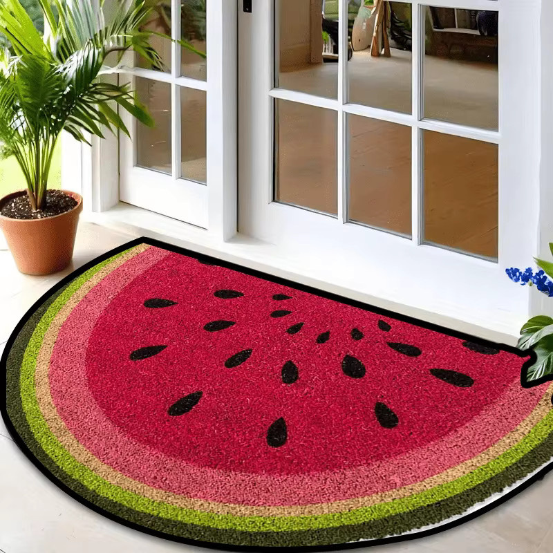 VIKAMA Wassermelonen Halbkreis-Fußmatte, rutschfeste Willkommensmatte für drinnen und draußen, Mehrfarbig, B: 60,0 cm, T: 40,0 cm - Bild 5
