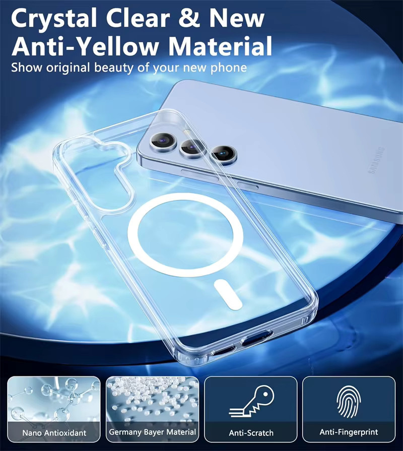 Transparente MagSafe-kompatible Kristall-Schutzhülle für Samsung Galaxy S25 S24 S23 S22 Ultra und FE Modelle, stoßfeste Magnet-Hülle - Bild 3