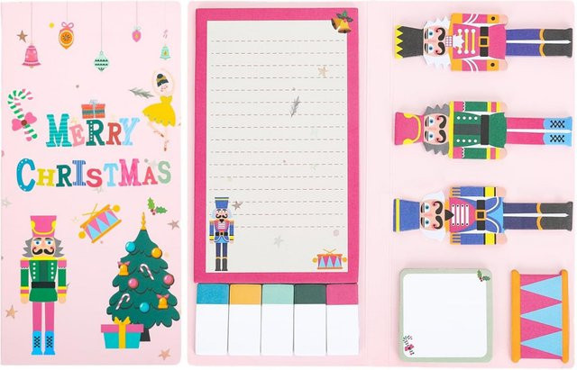 Weihnachts-Haftnotizen-Set mit Nussknacker-Motiv, 440 Stück, Farbe: Rosa - Bild 1
