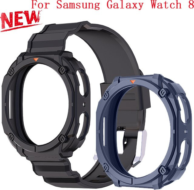 OAKCHARM Hülle und Armband für Samsung Galaxy Watch 8, Silikon, Schwarz - Bild 1