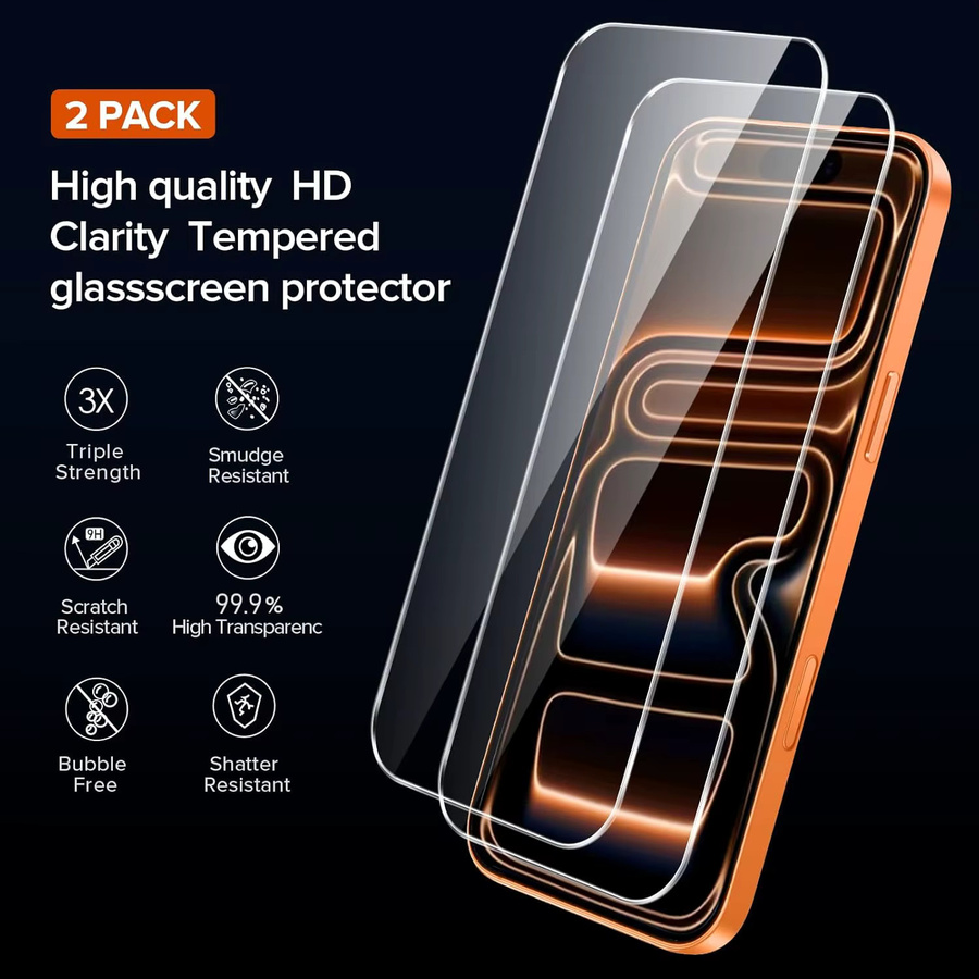 2er-Set gehärtetes Glas Displayschutzfolie für Apple iPhone 17 Pro Max und iPhone 17 Air, transparent, 9H Härte - Bild 2